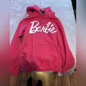 pink barbie hoodie, size womens small